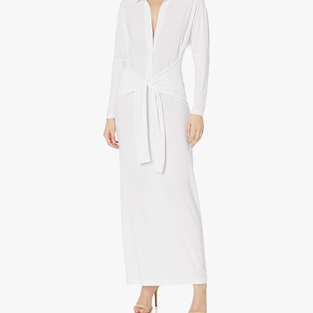 Norma Kamali White dress with Notched Collar
